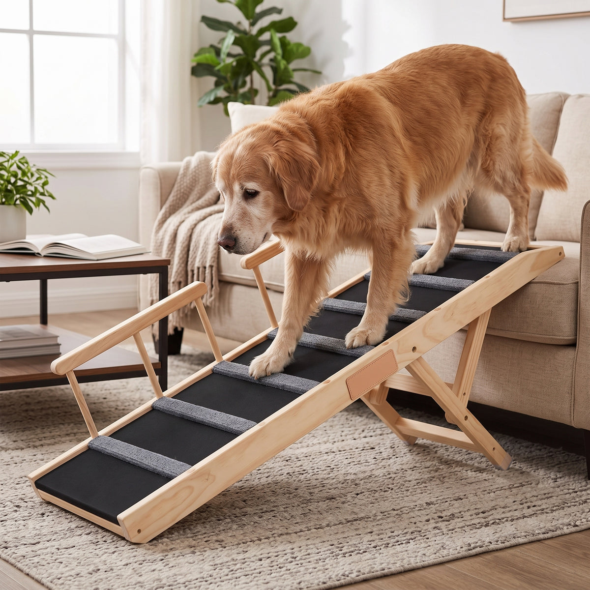 Adjustable Non-Slip Dog Ramp for Senior and Large Dogs, Perfect for Bed, Couch, and Car